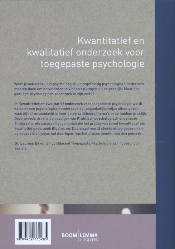 Achterkant van Kwantitatief en kwalitatief onderzoek voor toegepaste psychologie
