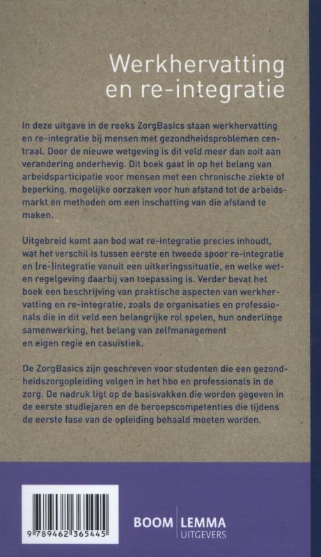 Achterkant van Werkhervatting en re-integratie
