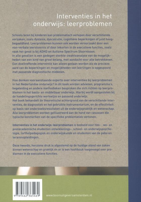 Achterkant van Interventies in het onderwijs: leerproblemen