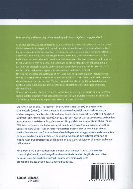 Achterkant van Stoppen met druggebruik en criminaliteit