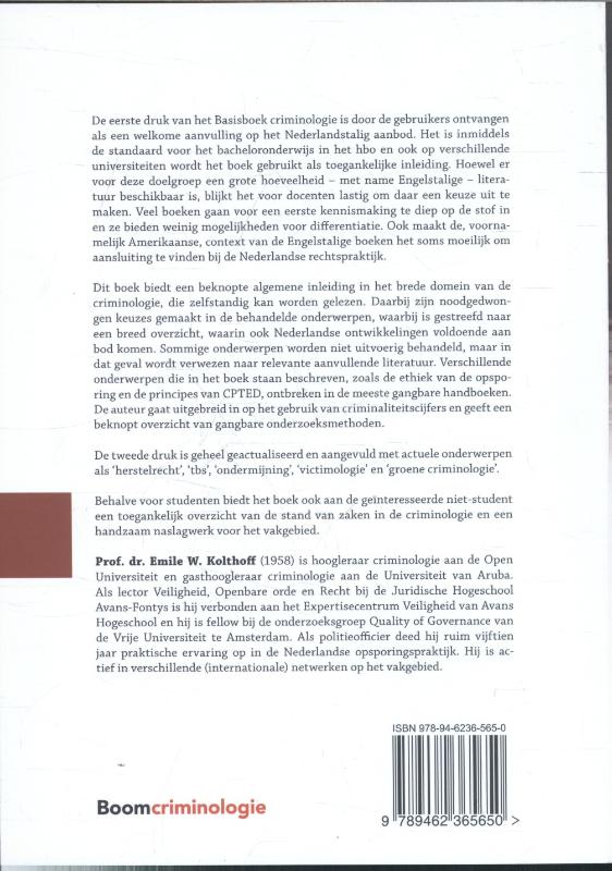 Achterkant van Basisboek criminologie