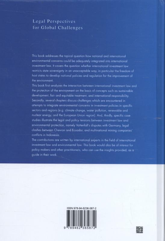 Achterkant van Bridging the gap between international investment law and the environment