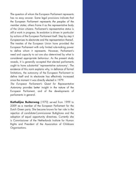 Achterkant van The european parliament’s quest for representative autonomy