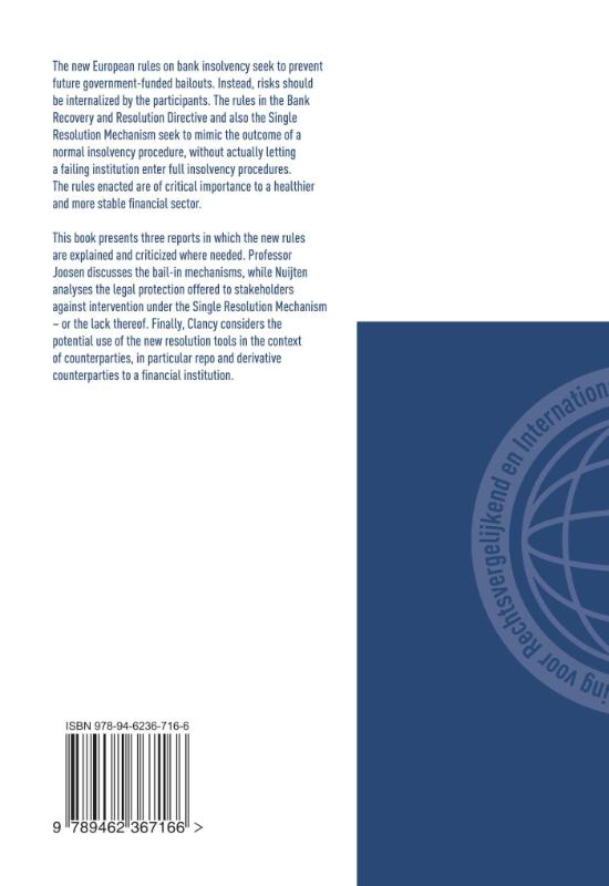 Achterkant van The Bank Recovery and Resolution Dir4ective and the Single Resolution Mechanism