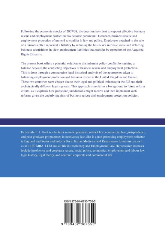 Achterkant van Balancing the protection of business and employment in insolvency