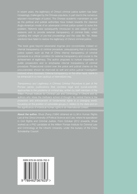 Achterkant van Transparency and legitimacy in chinese criminal procedure