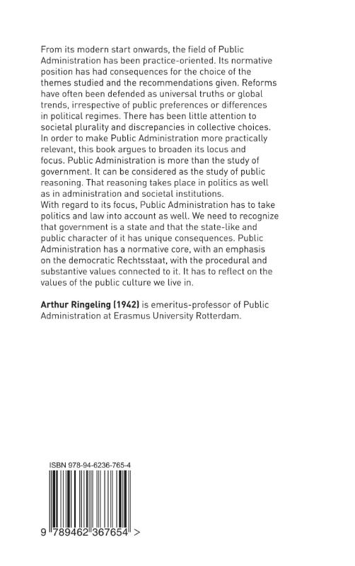 Achterkant van Public administration as a study of the public sphere