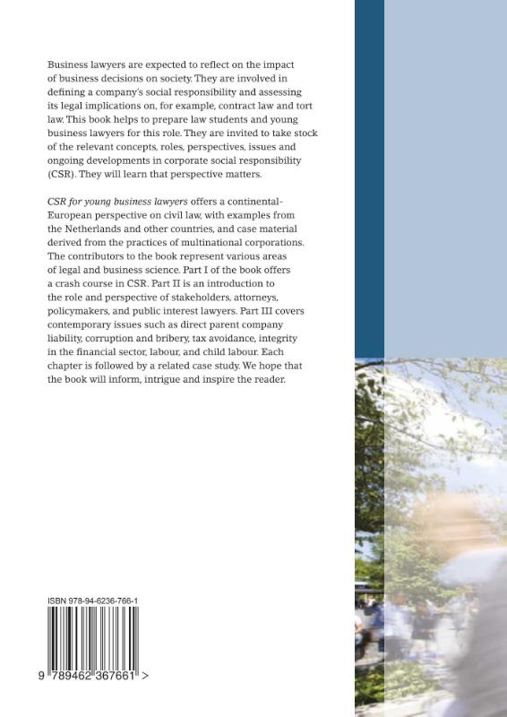 Achterkant van CSR for young business lawyers