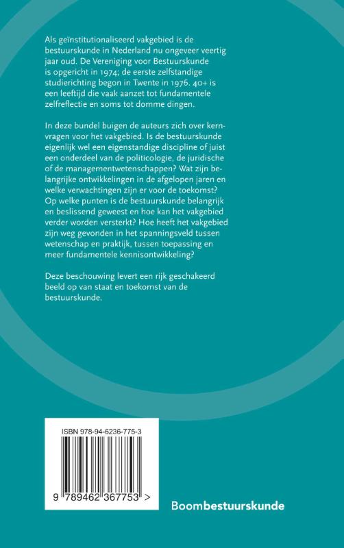 Achterkant van Toekomst van de bestuurskunde
