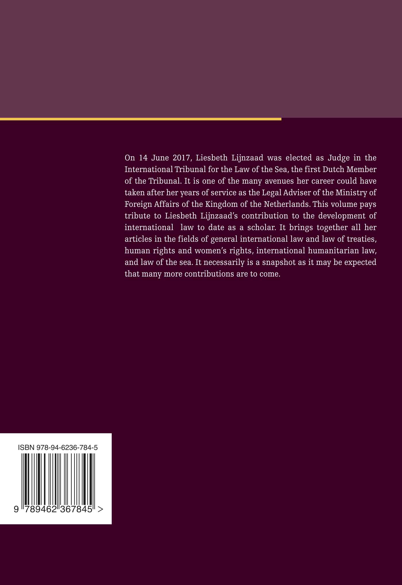Achterkant van Liesbeth Lijnzaad: collected essays on international law