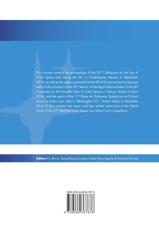 Achterkant van Proceedings of the International Institute of Space Law 2016