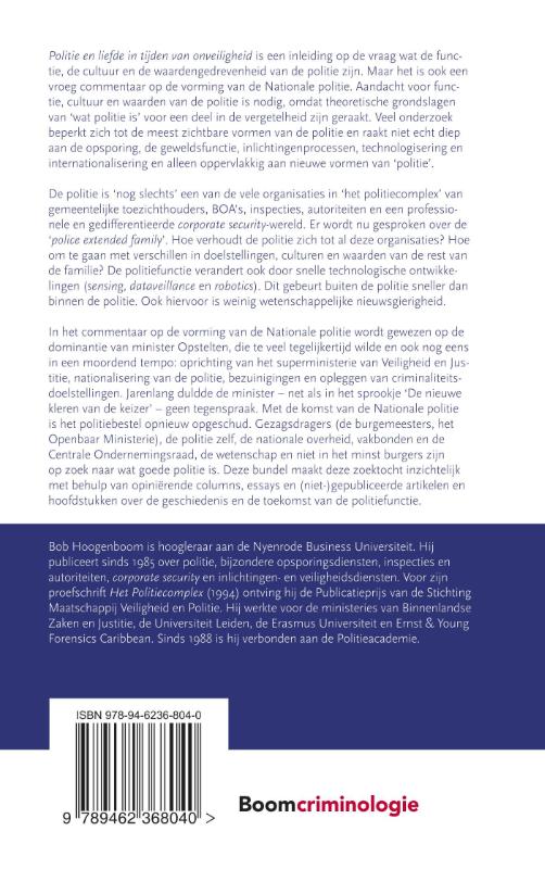 Achterkant van Politie en liefde in tijden van onveiligheid
