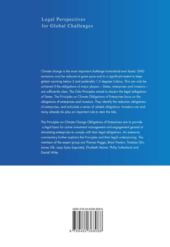 Achterkant van Principles on climate obligations of enterprises