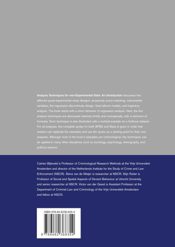 Achterkant van Analysis Techniques for non-Experimental Data: An Introduction
