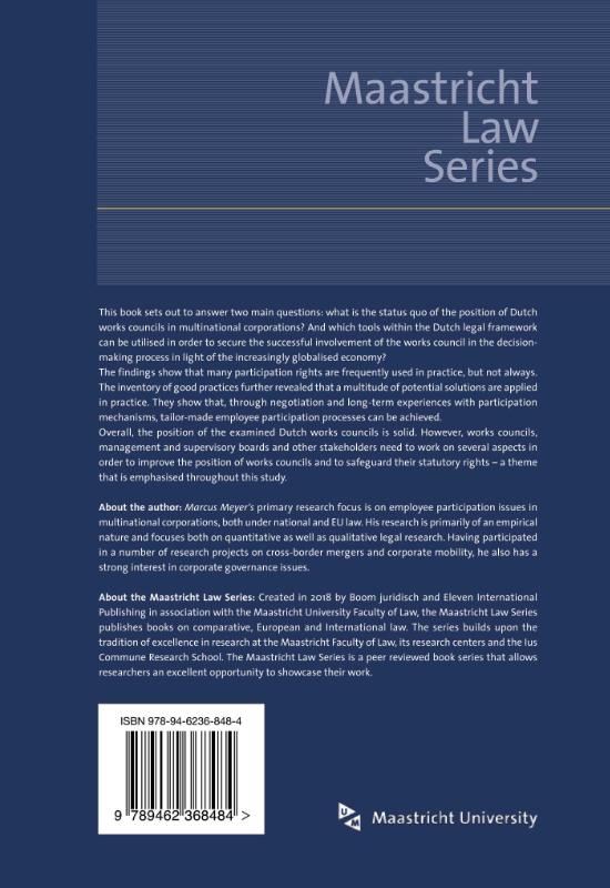 Achterkant van The Position of Dutch Works Councils in Multinational Corporations