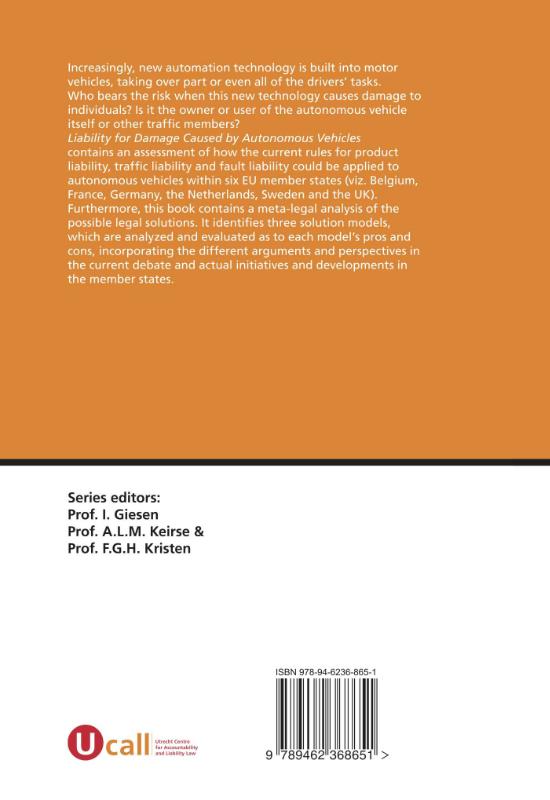 Achterkant van Liability for Damage Caused by Autonomous Vehicles