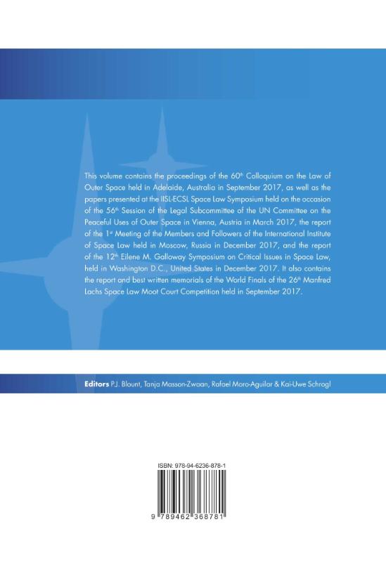 Achterkant van Proceedings of the International Institute of Space Law 2017