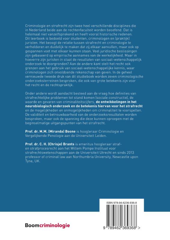 Achterkant van Criminologie en strafrecht