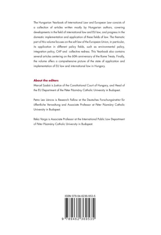 Achterkant van Hungarian Yearbook of International and European Law 2018