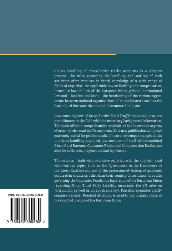 Achterkant van Insurance Aspects of Cross-Border Road Traffic Accidents