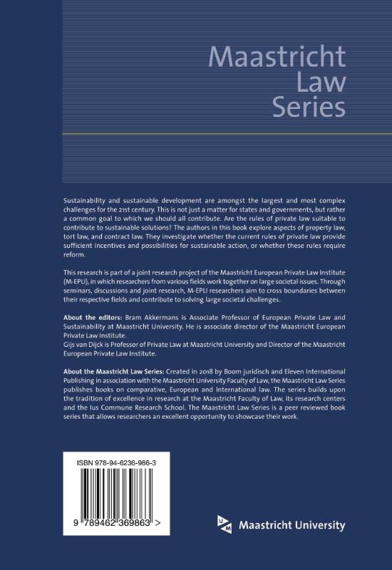 Achterkant van Sustainability and Private Law