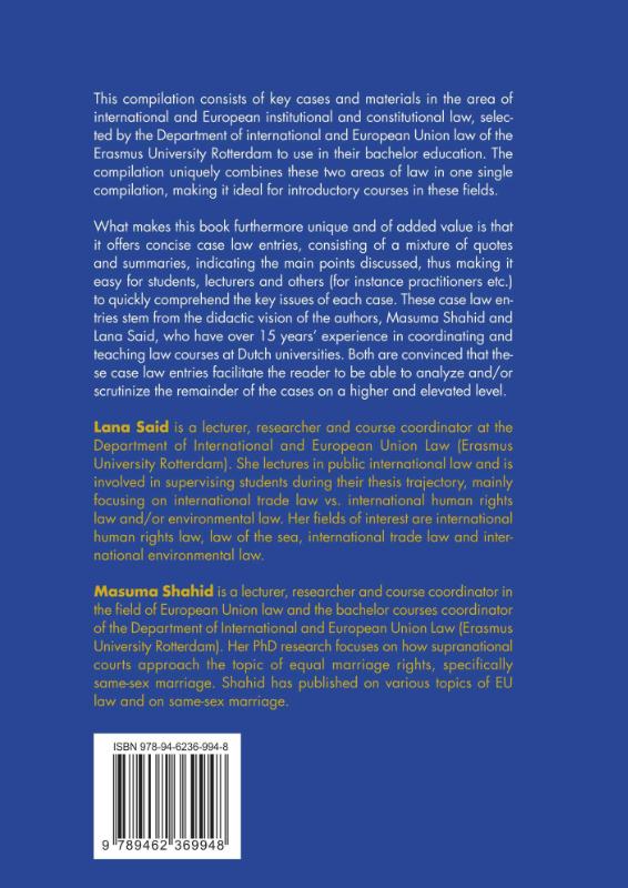 Achterkant van Cases and Materials International and European Union Law