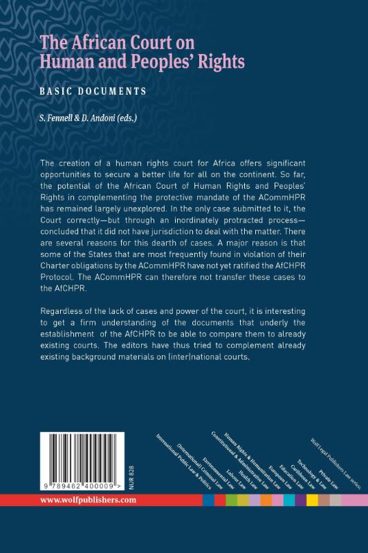 Achterkant van The African court of human rights and peoples' rights