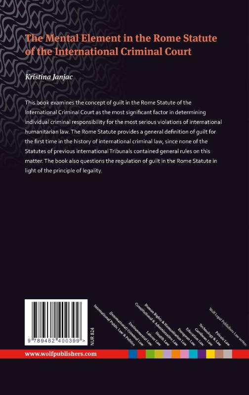Achterkant van The mental element in the Rome statute of the international criminal court