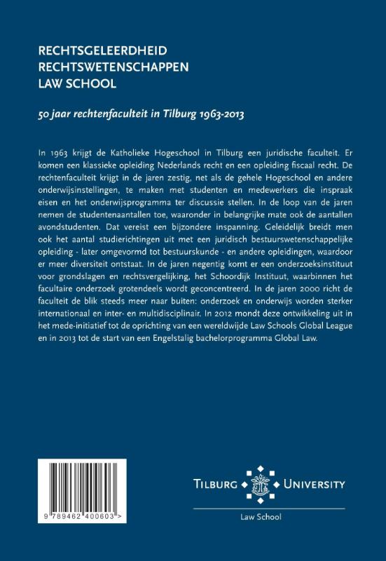 Achterkant van Rechtsgeleerdheid; Rechtswetenschappen; Law school