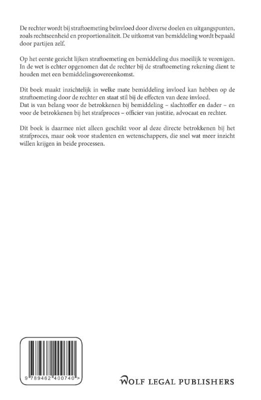 Achterkant van Bemiddeling in het strafrecht