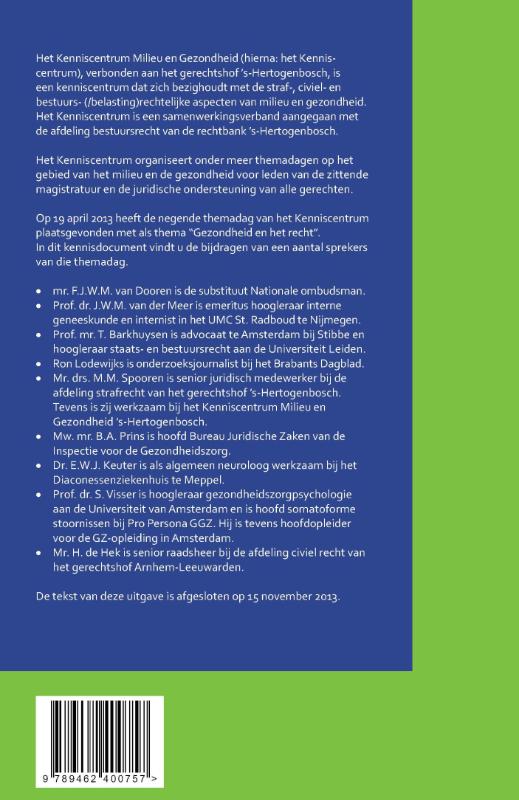 Achterkant van Gezondheid en het recht