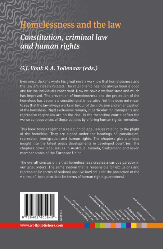 Achterkant van Homelessness and the law