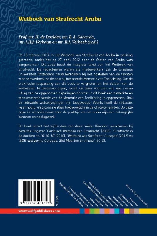Achterkant van Wetboek van strafrecht Aruba