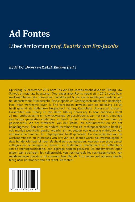 Achterkant van Ad Fontes