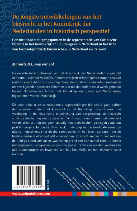 Achterkant van De jongste ontwikkelingen van het kiesrecht in het Koninkrijk der Nederlanden in historisch perspectief