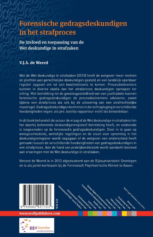 Achterkant van Forensische gedragsdeskundigen in het strafproces