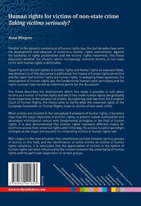 Achterkant van Human rights for victims of non-state crime