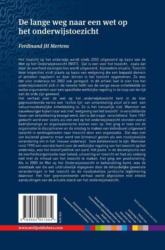 Achterkant van De lange weg naar een wet op het onderwijstoezicht