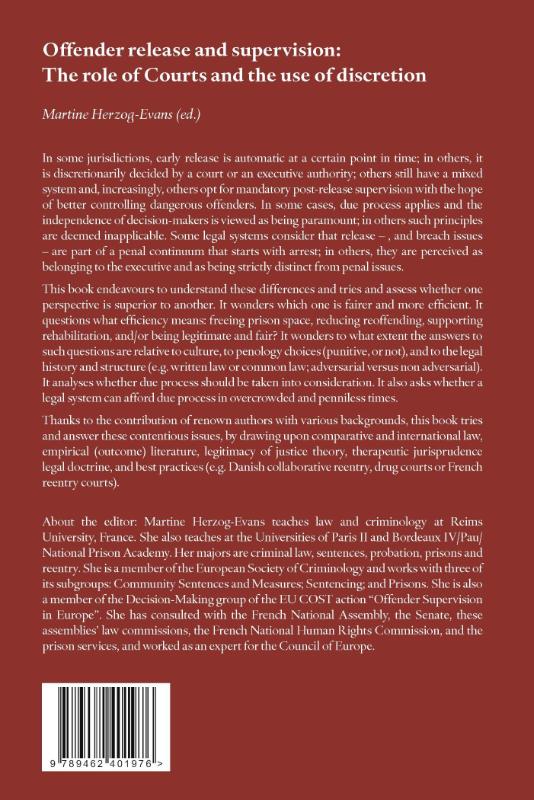 Achterkant van Offender release and supervision: the role of courts and the use of discretion
