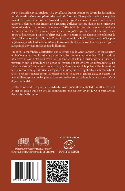 Achterkant van Saisir la cour européenne des droits de l'homme