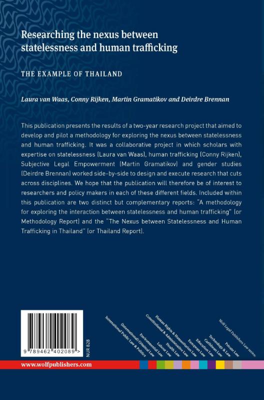 Achterkant van Researching the nexus between statelessness and human trafficking