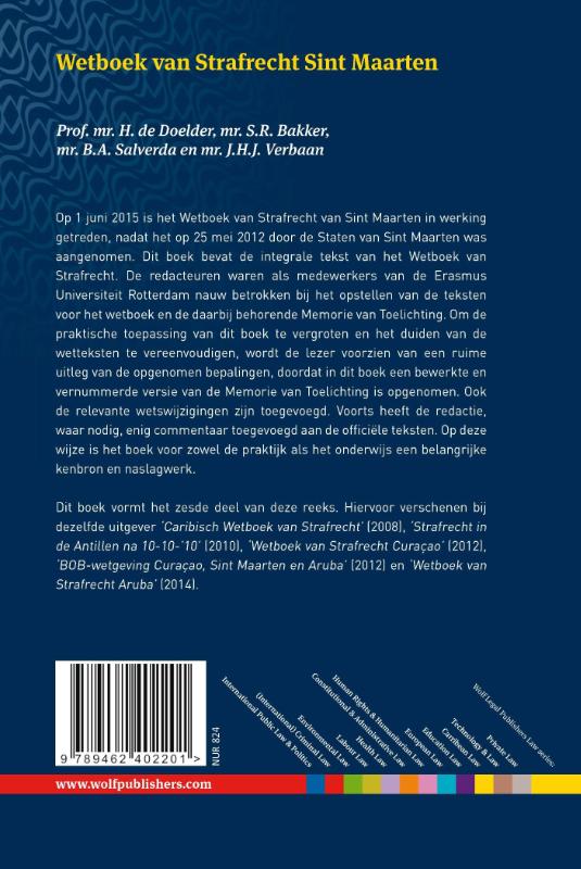 Achterkant van Wetboek van strafrecht Sint Maarten