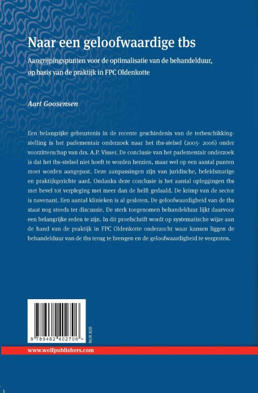 Achterkant van Naar een geloofwaardige tbs