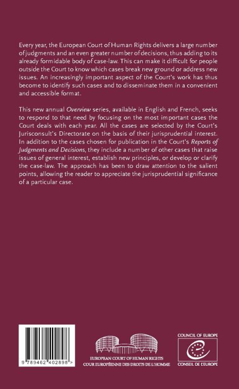 Achterkant van Overview of the case-law of the European court of human rights 2014