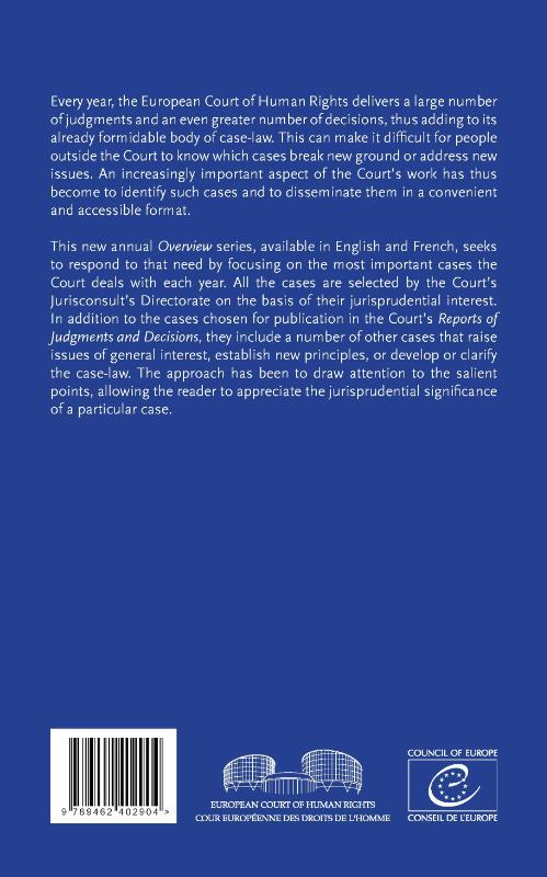 Achterkant van Overview of the case-law of the European Court of Human Rights 2015