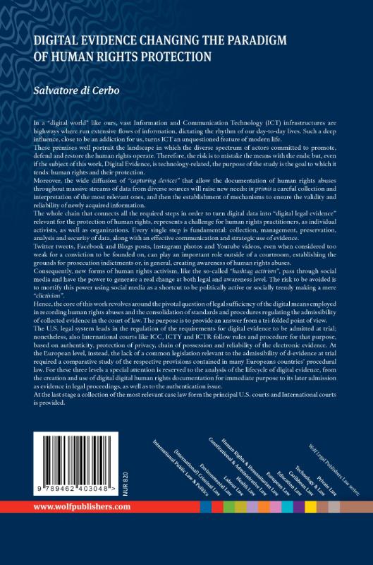 Achterkant van Digital evidence changing the paradigm of human rights protection