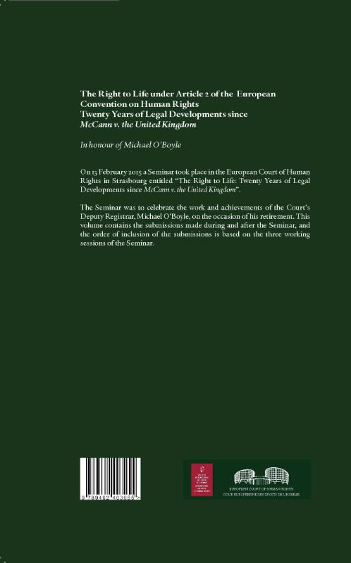 Achterkant van The Right to Life under Article 2 of the European Convention on Human Rights