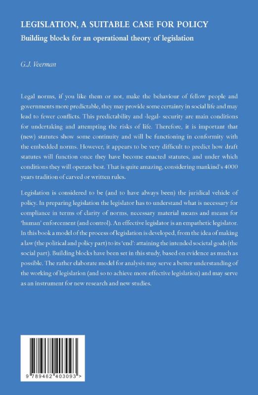 Achterkant van Legislation, a suitable case for policy