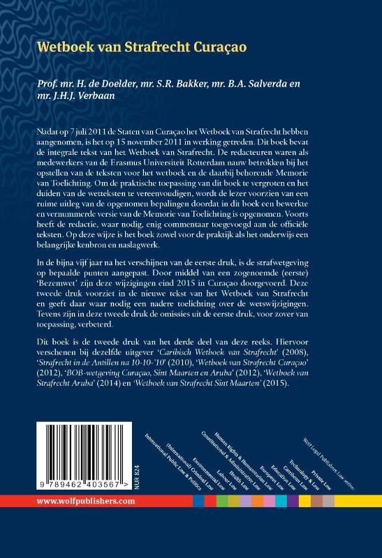 Achterkant van Wetboek van strafrecht Curaçao