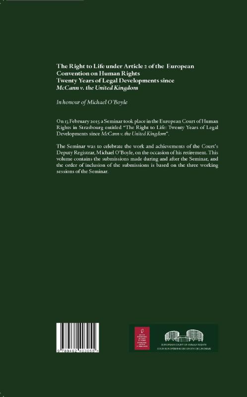 Achterkant van The Right to Life under Article 2 of the European Convention on Human Rights